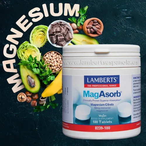MagAsorb Citrato de Magnesio Lamberts en comprimidos Suplemento MagAsorb Citrato de Magnesio de Lamberts en comprimidos alta absorción