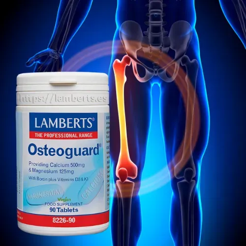 Osteoguard Calcio Magnesio Boro Vitaminas D3 y K1 Lamberts (2) Suplemento Osteoguard de Lamberts con calcio, magnesio, boro, vitamina D3 y vitamina K1 en comprimidos