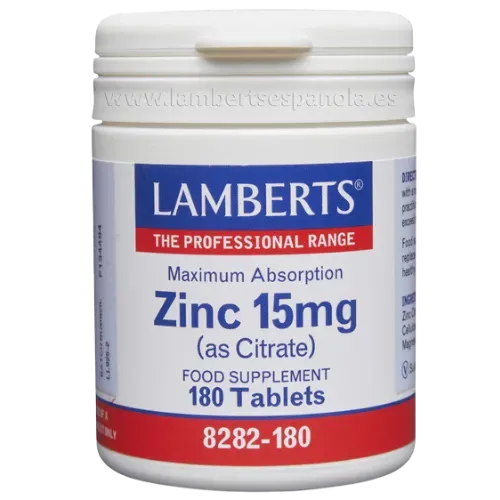 Zinc 15 mg como Citrato con mayor absorción 180 cápsulas