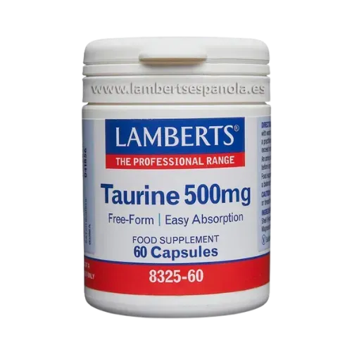 Taurina 500 mg. Forma libre. Aminoácido no esencial