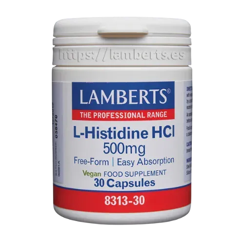 L-Histidina HCI 500 mg. En forma libre.
