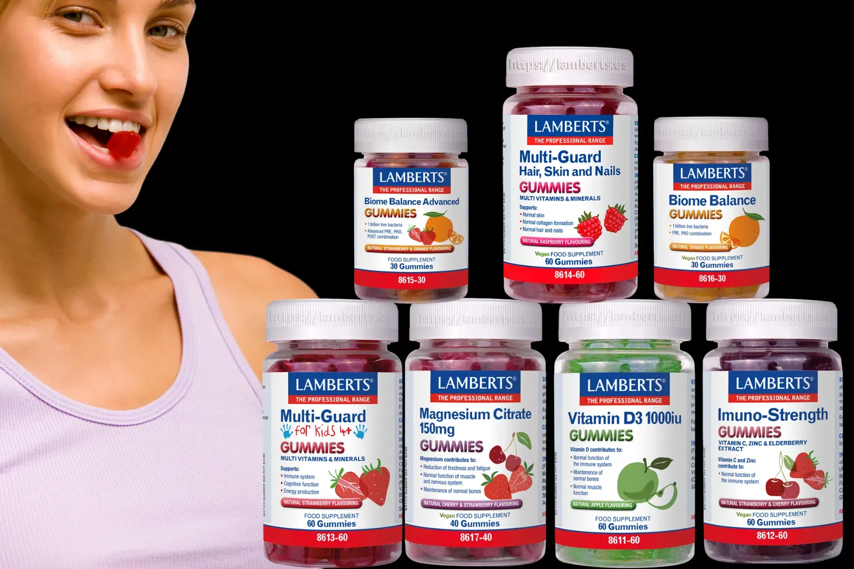 Suplementos alimenticios de lamberts con formato de gominolas, distribuido por CN Holistica en Canarias