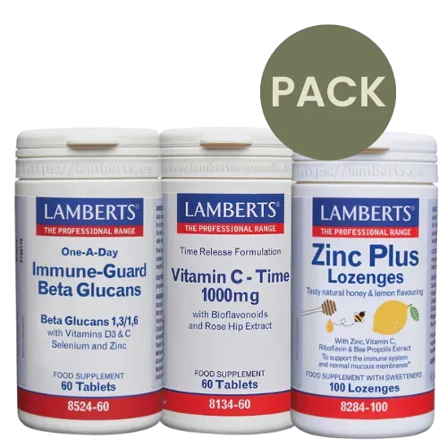 Pack Lamberts: Vitamina C 1000 de liberación sostenida, Zinc Plus masticable y Equinácea 1.000 mg, disponible en Canarias