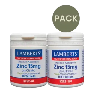 Pack Zinc 15 mg Lamberts (90 + 180 tabletas)