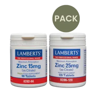 Pack Zinc: 15 mg + 25 mg (alta absorción)