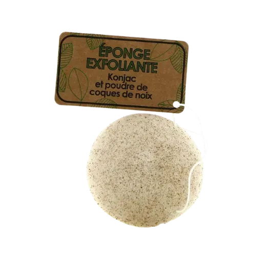 Esponja exfoliante de konjac y polvo de cáscara de nuez