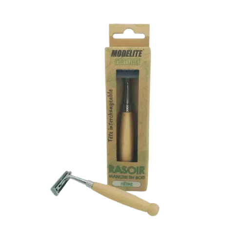 Maquinilla de afeitar con mango de madera
