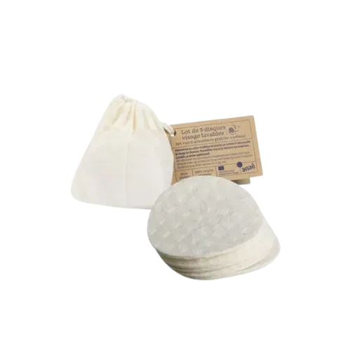 Discos faciales lavables de celulosa y algodón