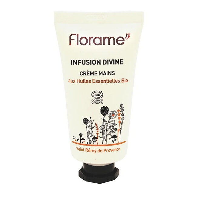 Crema de manos Infusion Divine Florame 30 ml, tubo con tapa negra