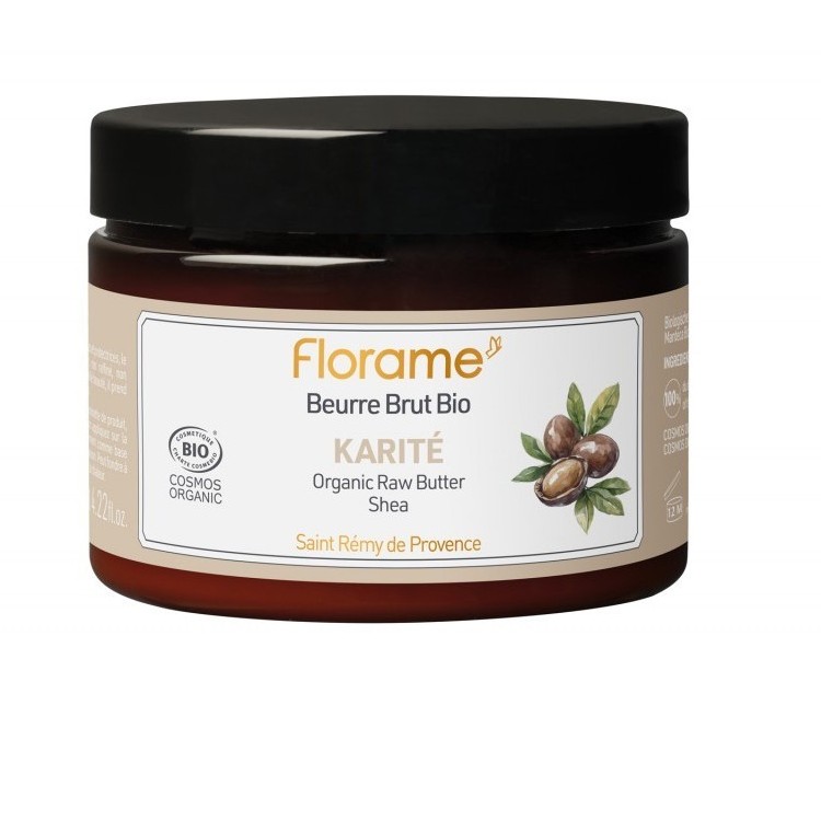 Manteca de karité bruta bio Florame 125 ml, envase de frente